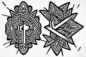 simple cross outline blank inside tattoo idea