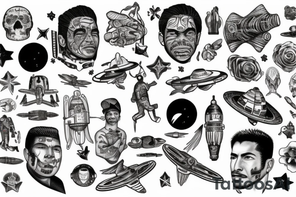 mexican american man looking at space tattoo idea