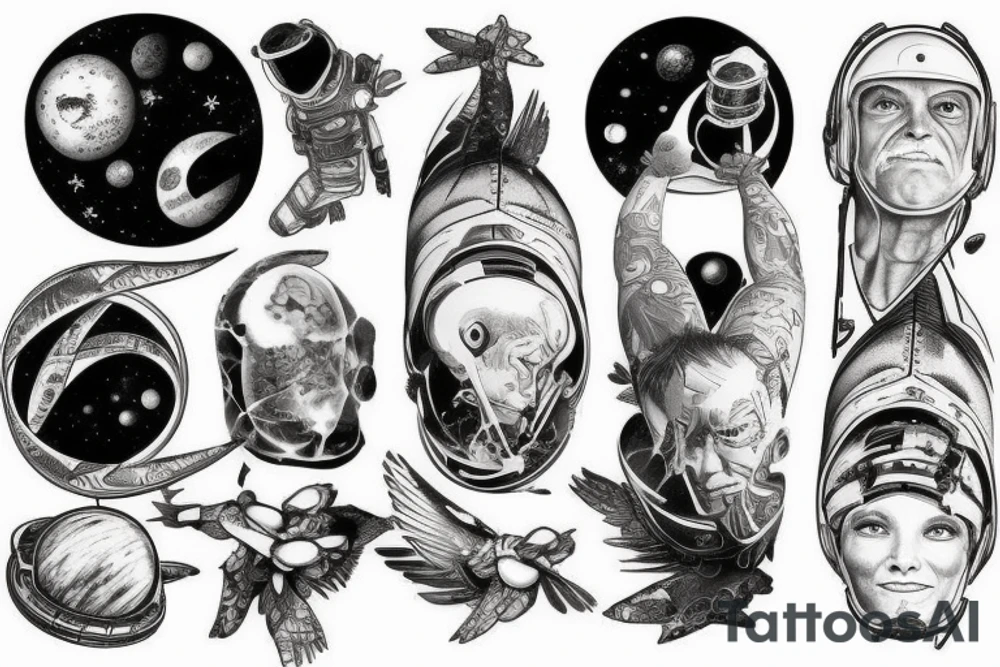 man looking at space tattoo idea