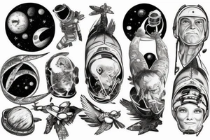man looking at space tattoo idea