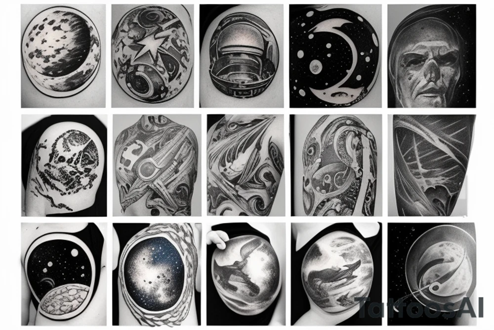 man looking at space tattoo idea