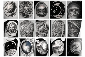 man looking at space tattoo idea