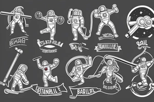 astronaut in space lifting barbell tattoo idea