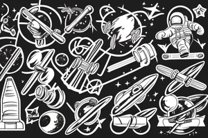 astronaut in space lifting barbell tattoo idea