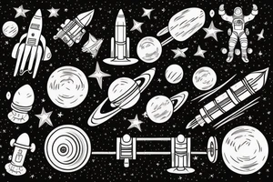 astronaut in space lifting barbell tattoo idea