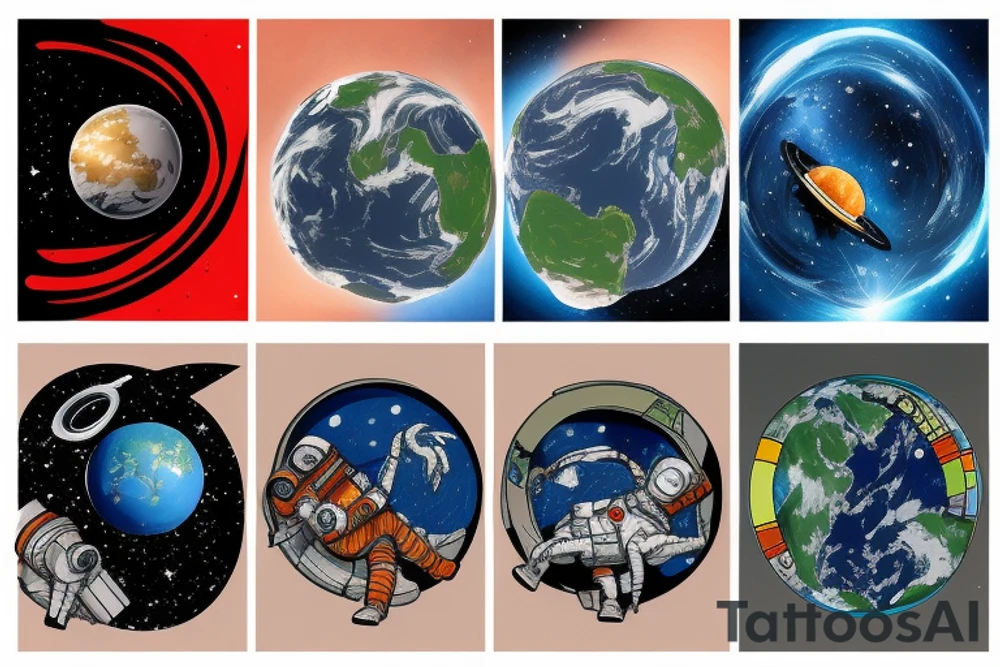 astronaut carrying earth in space tattoo idea