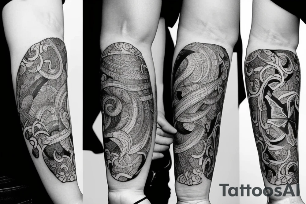 Forearm sleeve with libra, horse and nature elements tattoo idea Forearm sleeve with libra, horse and nature elements tattoo idea