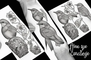 fine line hanging bird feeder tattoo idea