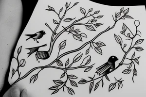 fine line hanging bird feeder tattoo idea