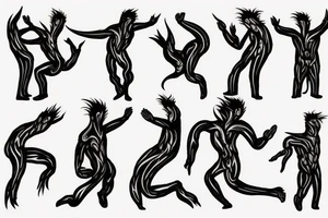 A standing man on fire, with arms open as though wanting to hug. tattoo idea