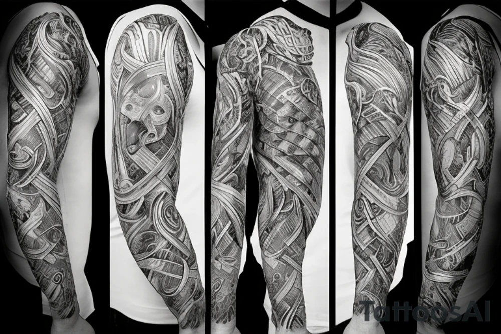 A standing man made of flames with arms open as though wanting to hug. tattoo idea