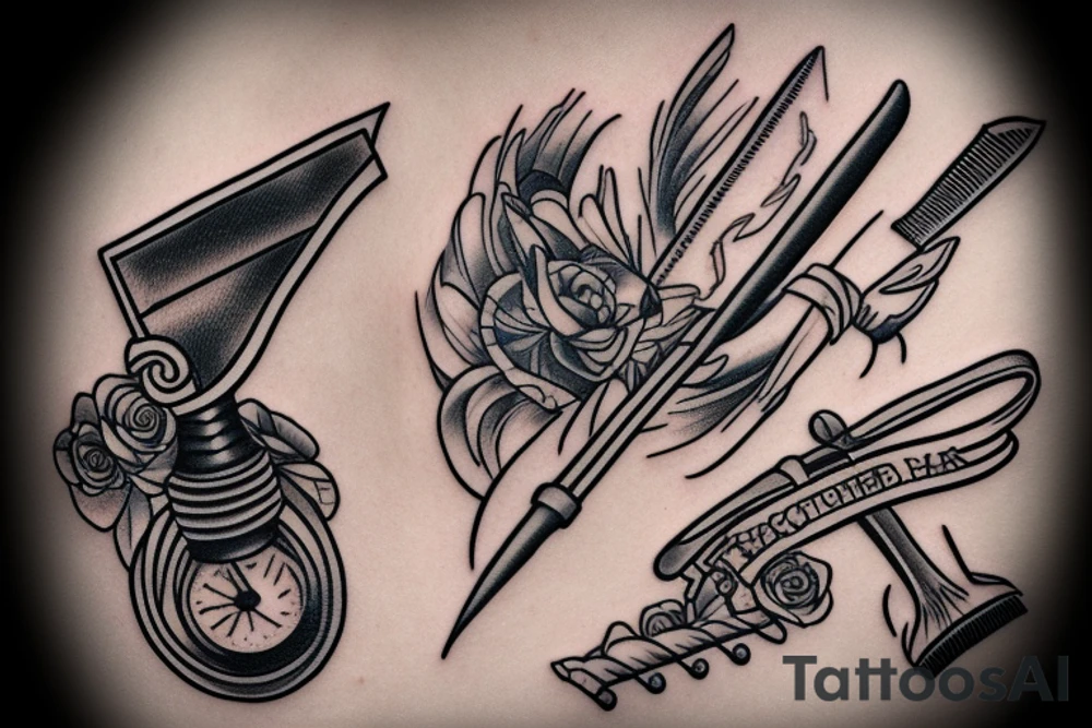 Cut throat razor
Barber tattoo idea