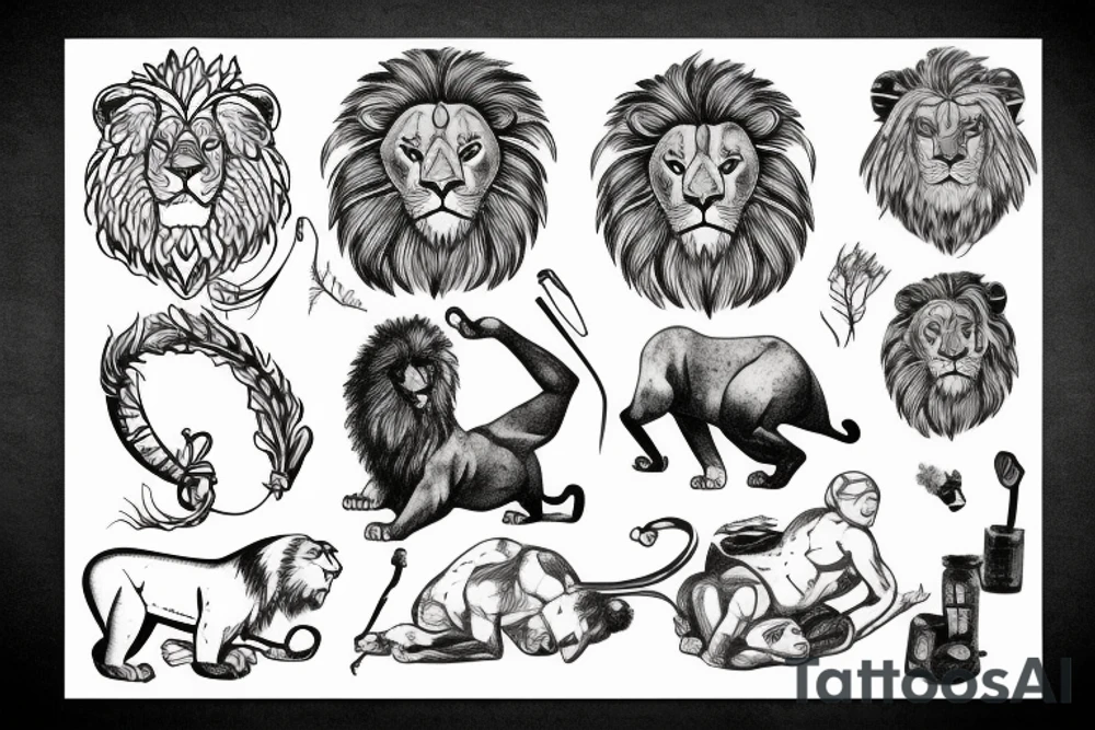 Sisyphus with lion tattoo idea