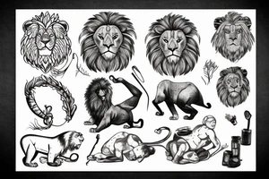 Sisyphus with lion tattoo idea