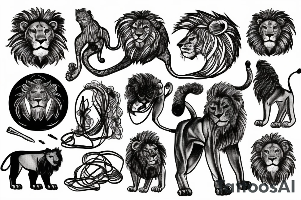 Sisyphus with lion tattoo idea