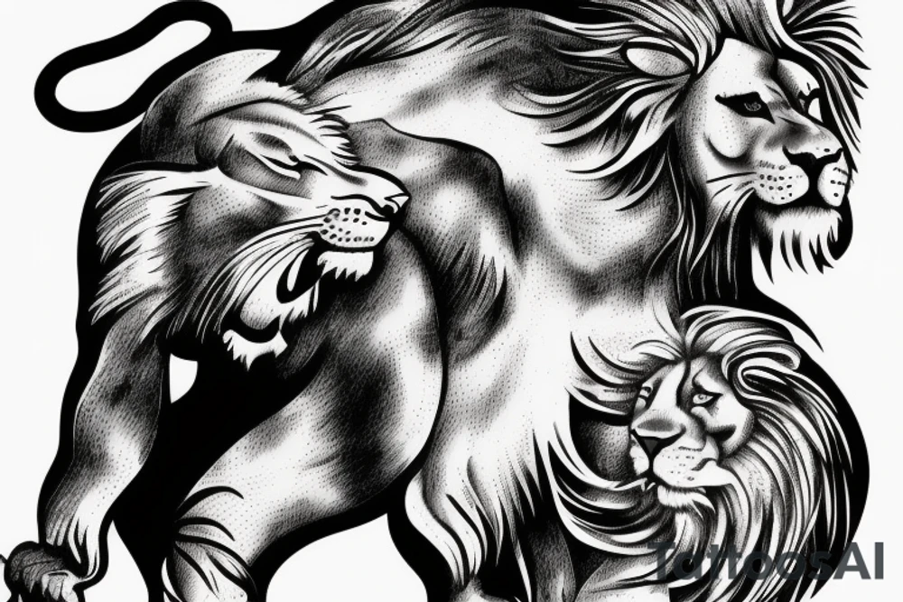 Sisyphus with lion tattoo idea
