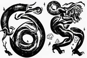 Sisyphus rolling rock up a mountain tattoo idea