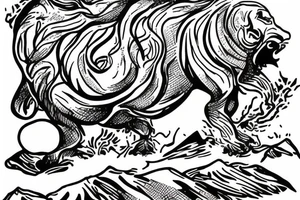 Sisyphus rolling rock up a mountain tattoo idea