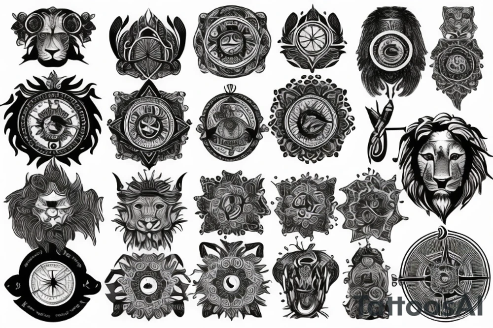 Lion with compass tattoo idea
