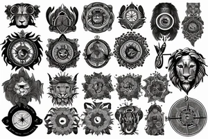Lion with compass tattoo idea