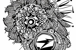 Lion with compass tattoo idea