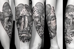 Sleeve, animals, nature, mushrooms tattoo idea