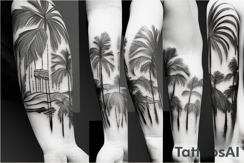 High palm tree tattoo idea
