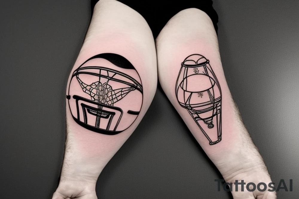 Astronaut sitting in a basketball shaped easy-chair tattoo idea