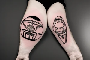 Astronaut sitting in a basketball shaped easy-chair tattoo idea