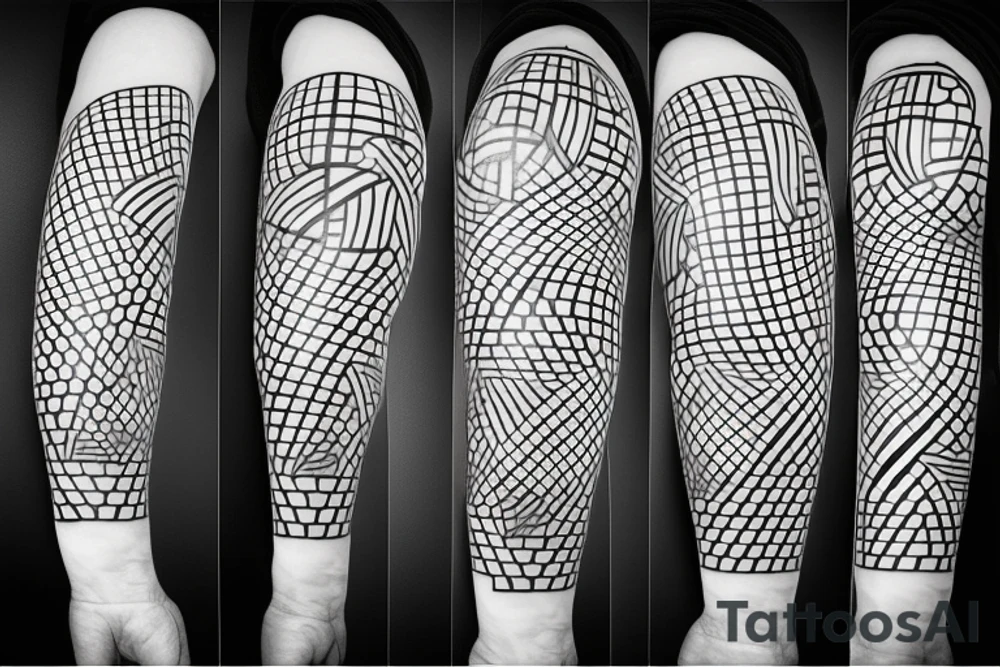 Geometric basket ball and a basket rim with the board with lines tattoo idea