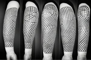 Geometric basket ball and a basket rim with the board with lines tattoo idea