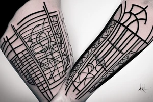 Basketball and basket simple tattoo idea
