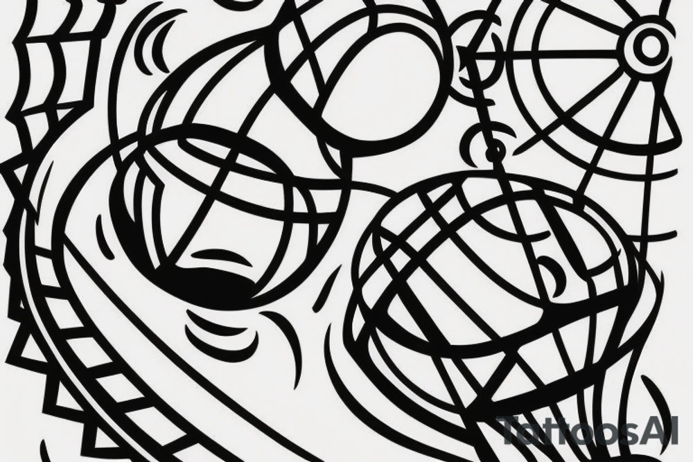 Basketball and basket simple tattoo idea