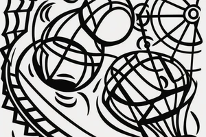 Basketball and basket simple tattoo idea