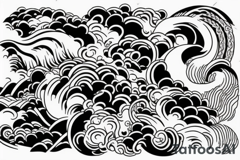 Wave on a bicep tattoo idea