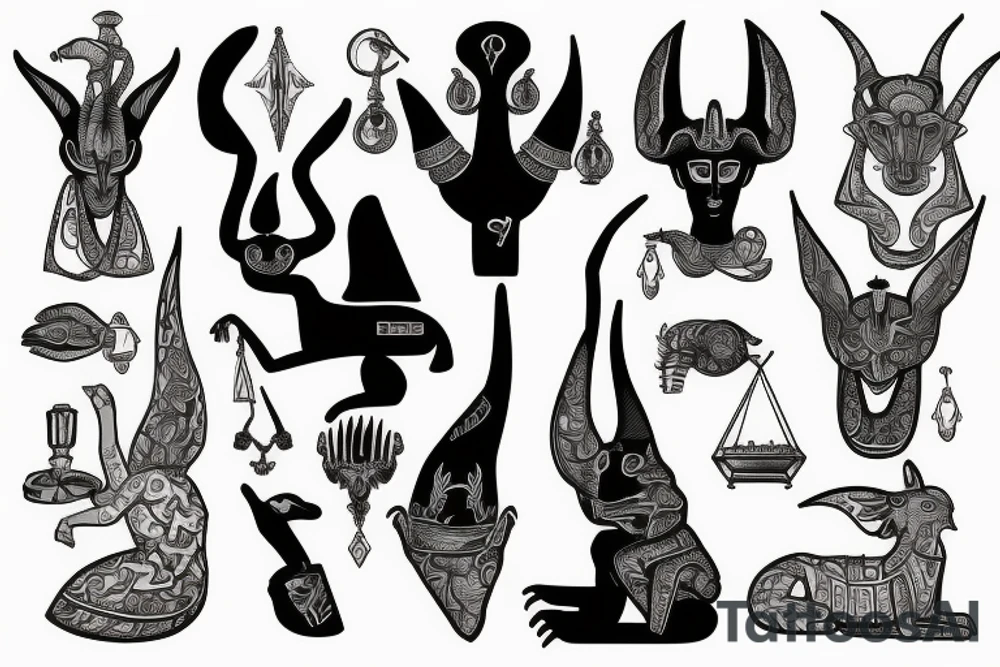 Anubis holding scales tattoo idea