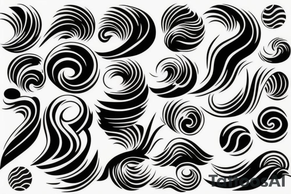 Ocean wave basketball shaped tattoo idea