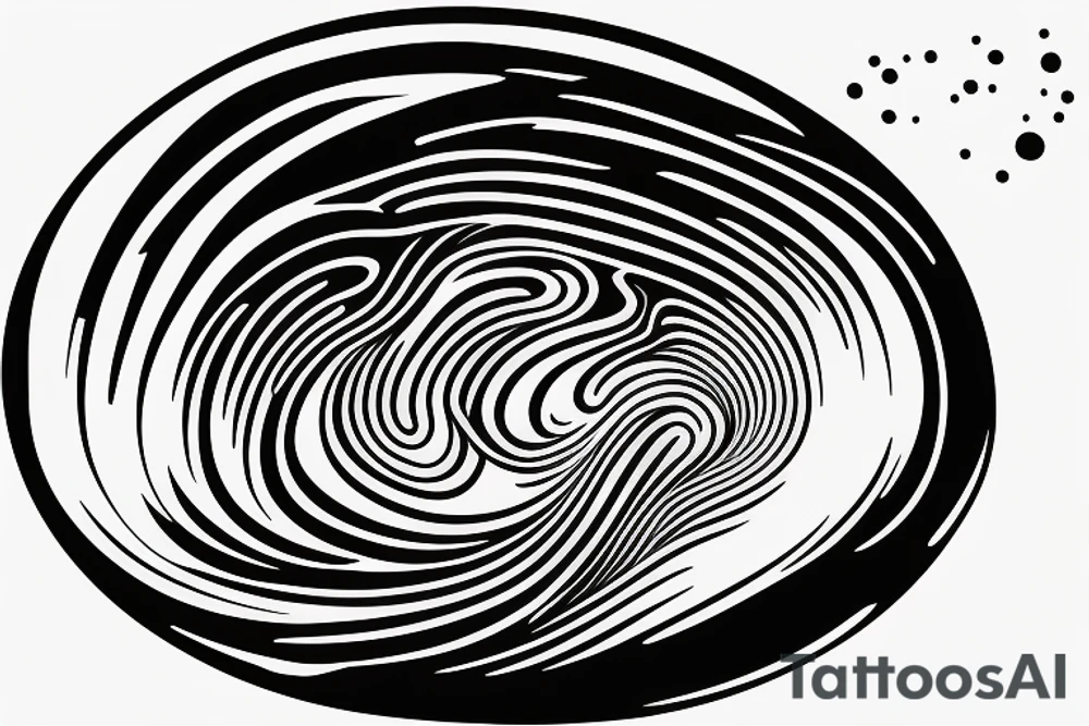 Design an ocean wave breaking on a basketball board and a ball moving around, make it dynamic and abstract tattoo idea