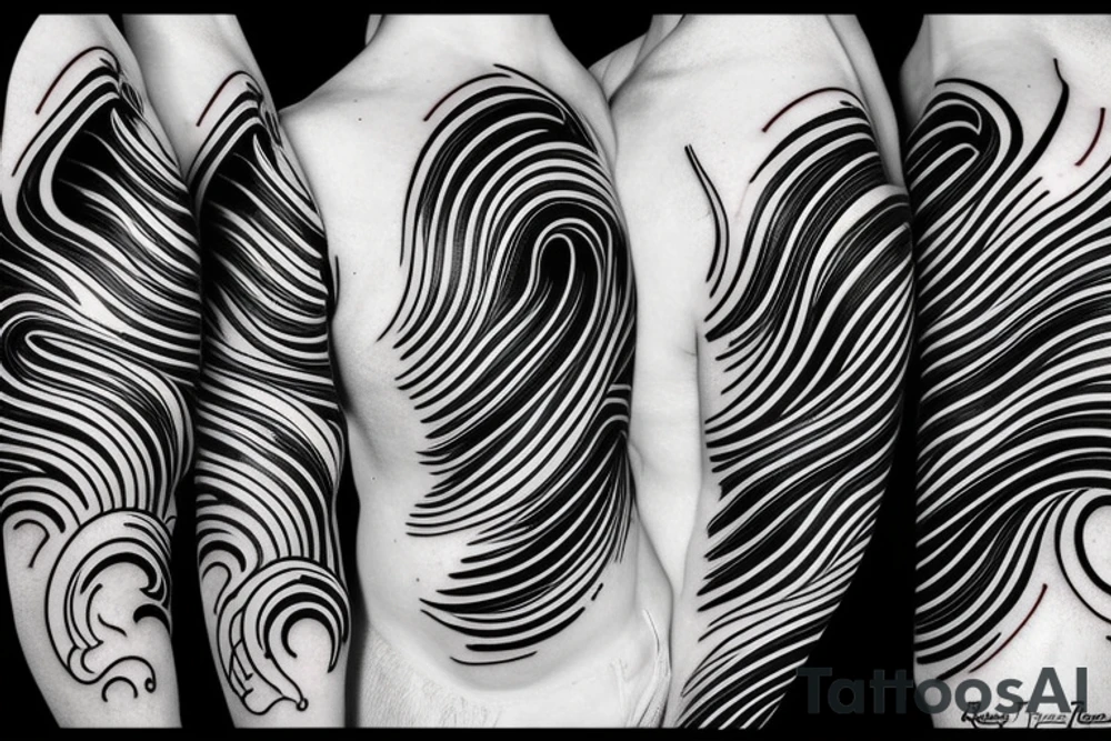 Design an ocean wave breaking on a basketball backboard and a ball around, make it dynamic and abstract tattoo idea