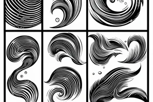 Design an ocean wave breaking on a basketball backboard and a ball around, make it dynamic and abstract tattoo idea