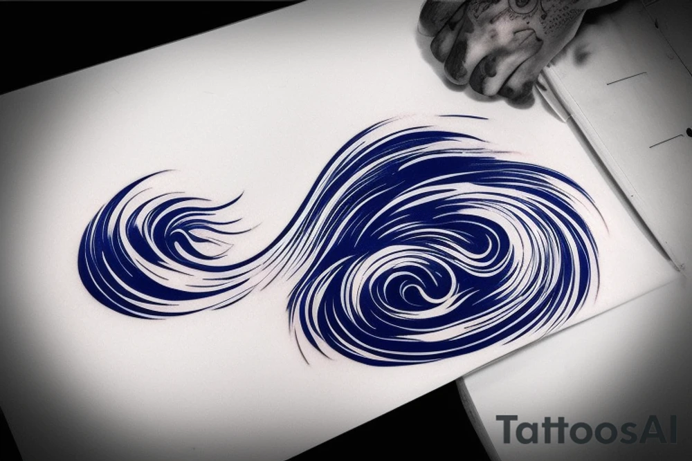 Design an ocean wave breaking on a basketball backboard and a ball around, make it dynamic and abstract tattoo idea