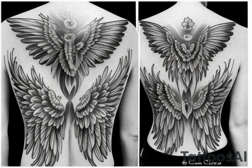 floral back piece that forms into a pair of wings tattoo idea floral back piece that forms into a pair of wings tattoo idea