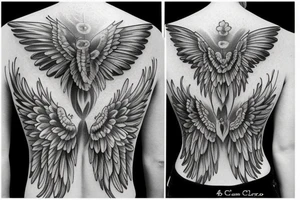 floral back piece that forms into a pair of wings tattoo idea