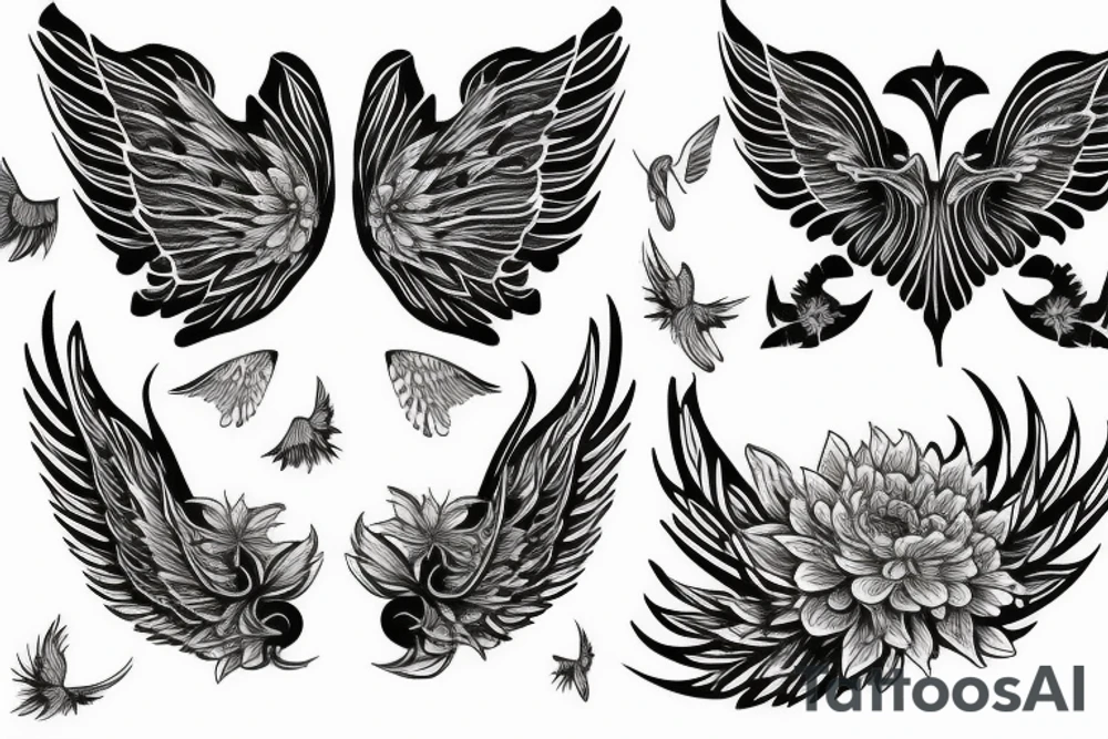 floral, plants that forms into a pair of wings tattoo idea