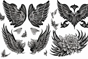 floral, plants that forms into a pair of wings tattoo idea