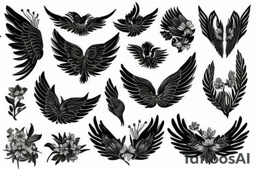 floral, plants that forms into a pair of wings tattoo idea