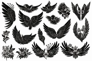 floral, plants that forms into a pair of wings tattoo idea