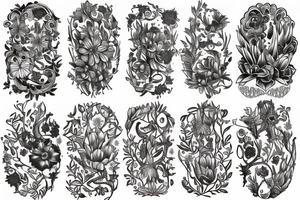 floral, plants fantasy back piece tattoo idea