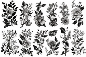 floral, plants fantasy back piece tattoo idea