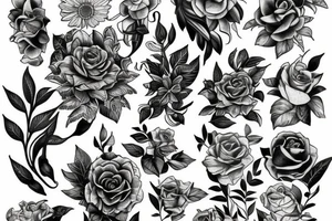 floral, plants fantasy back piece tattoo idea